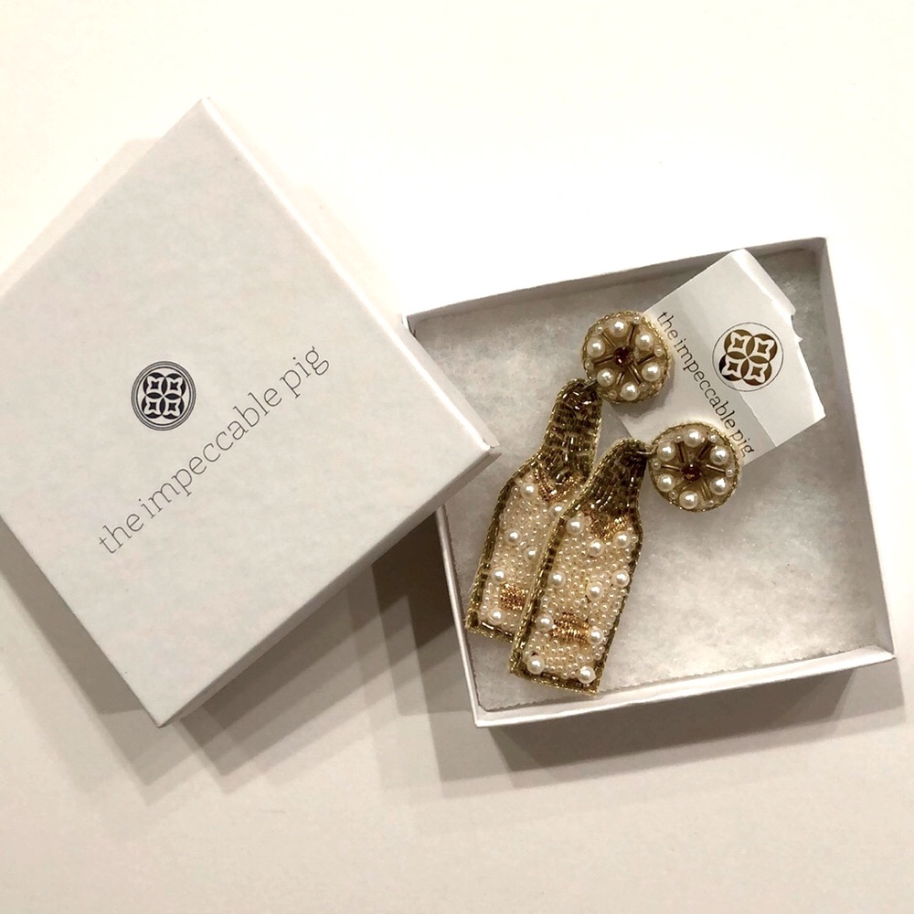 Champaign beaded earrings NWOT